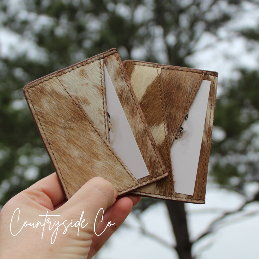 Mocha Cream Cowhide Credit Card Holder