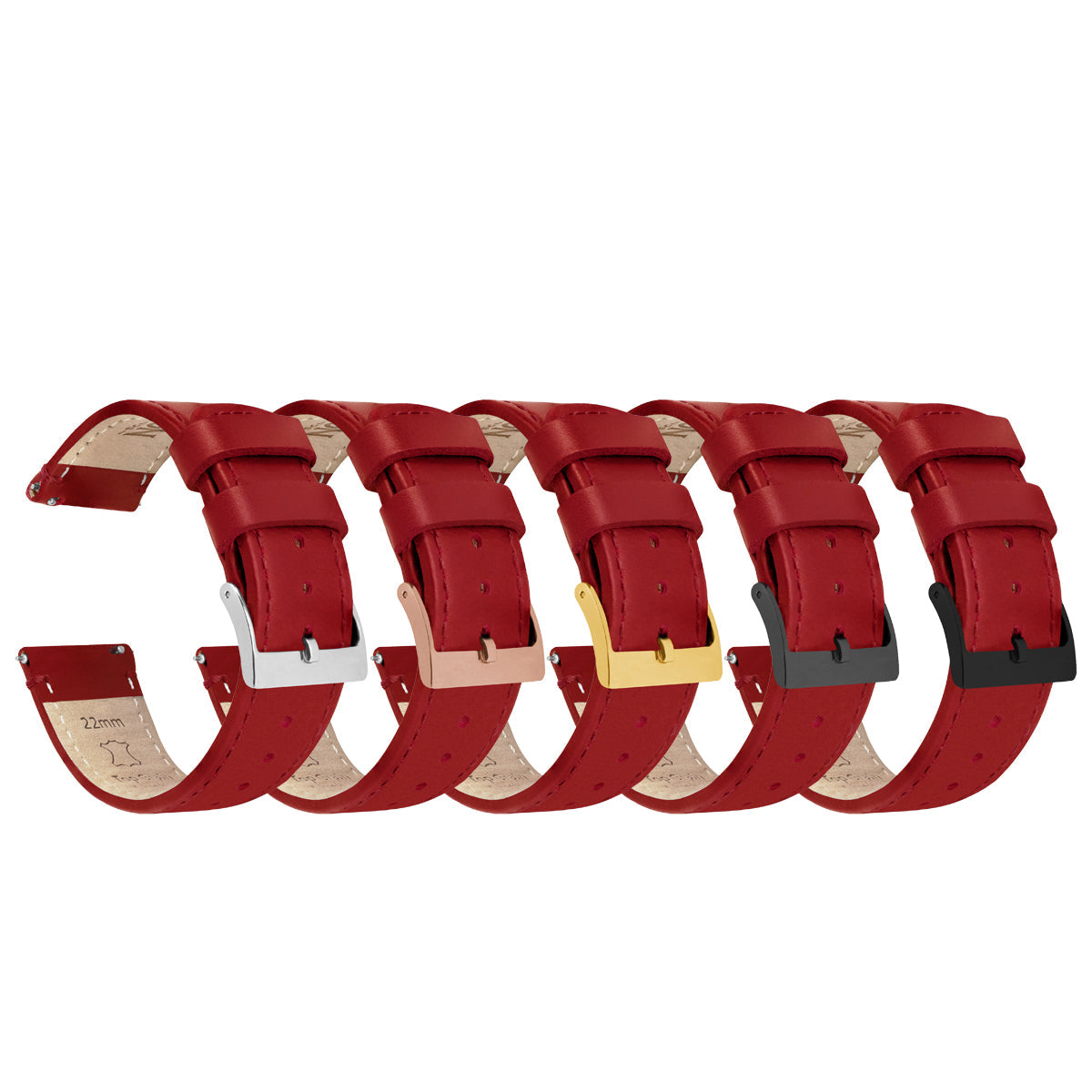 Crimson Red Leather Red Stitching Watch Band