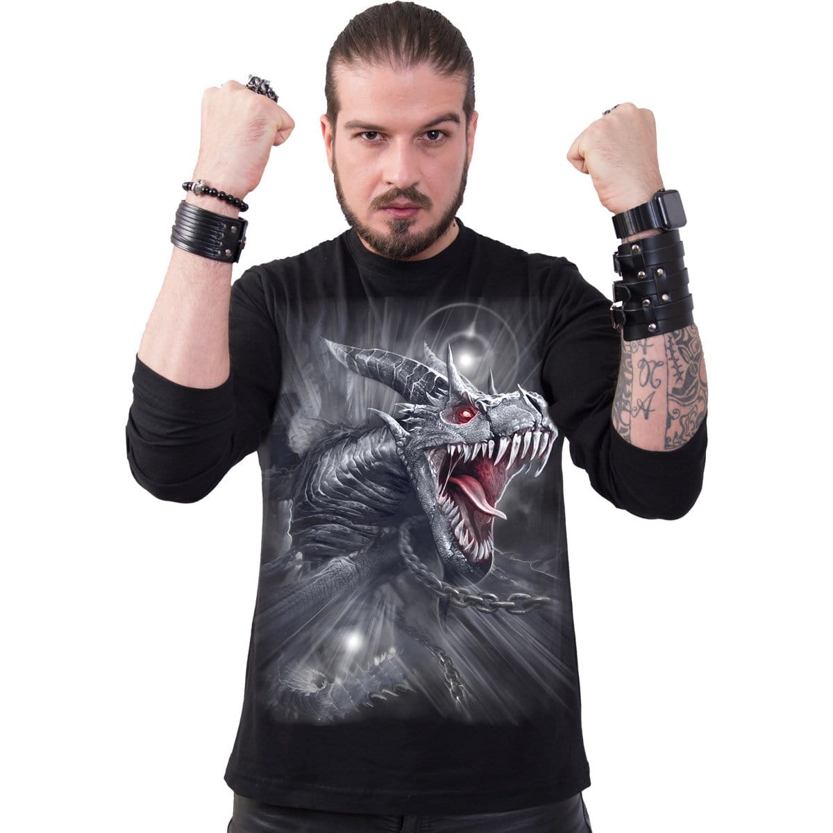 DRAGON'S CRY - Longsleeve T-Shirt Black