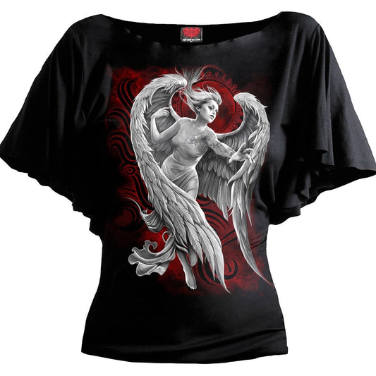 ANGEL DESPAIR - Boat Neck Bat Sleeve Top Black