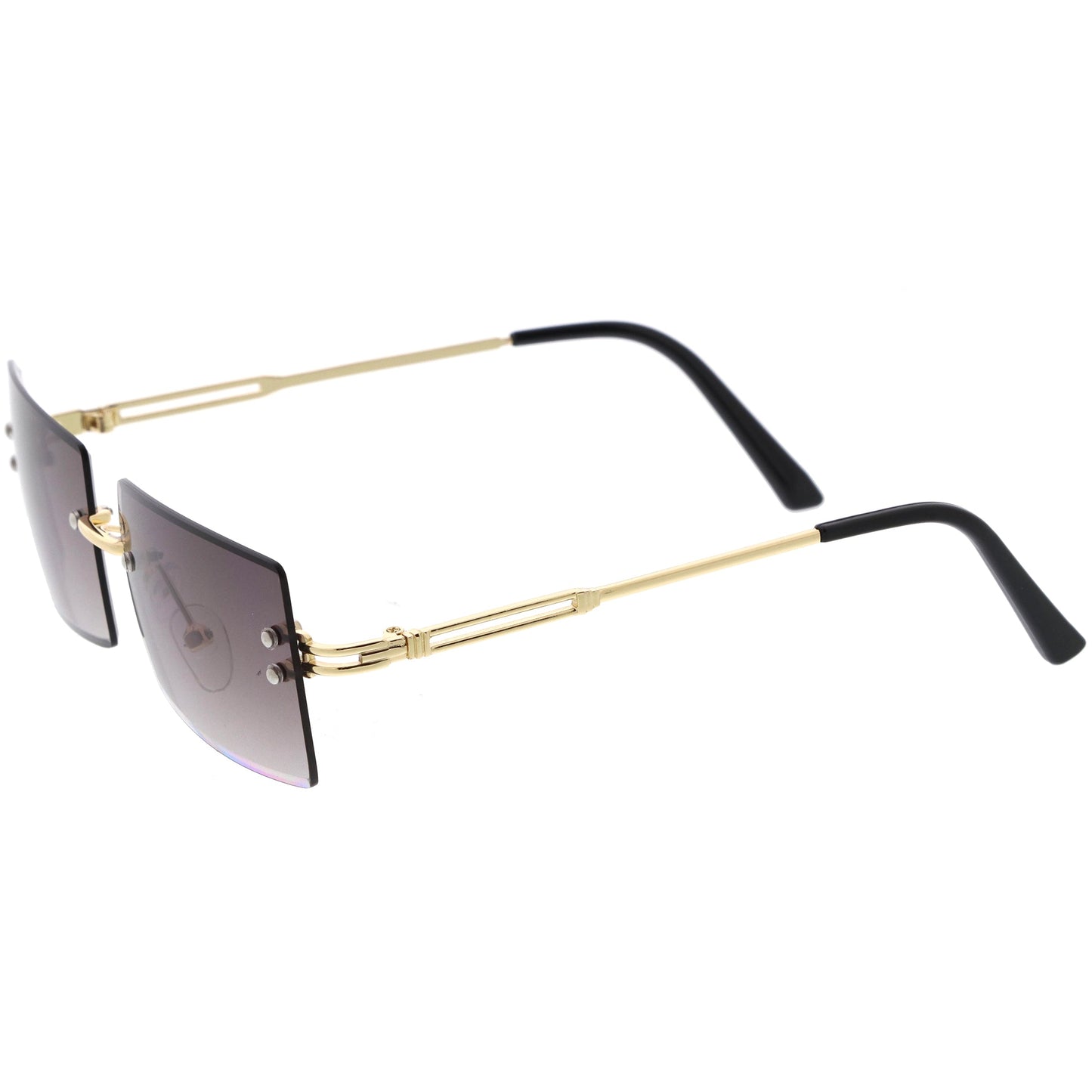 Luxe 90s Inspired Full Rimless Metal Accent Medium Square Sunglasses D108