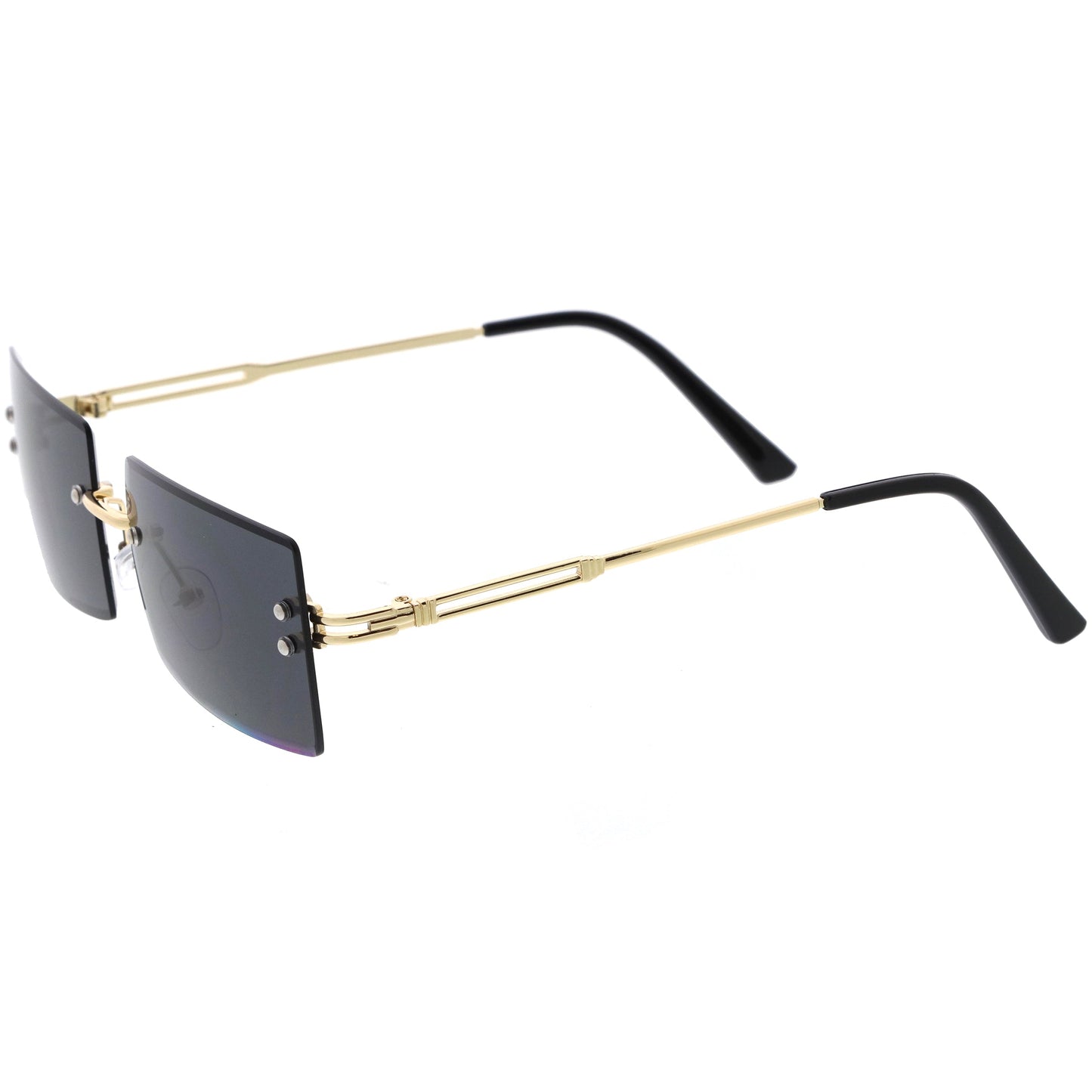 Luxe 90s Inspired Full Rimless Metal Accent Medium Square Sunglasses D108