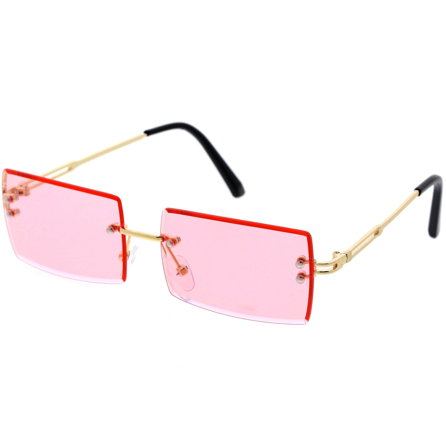 Luxe 90s Inspired Full Rimless Metal Accent Medium Square Sunglasses D108