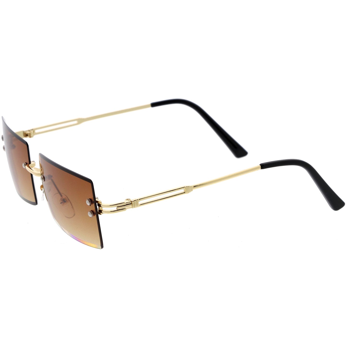 Luxe 90s Inspired Full Rimless Metal Accent Medium Square Sunglasses D108