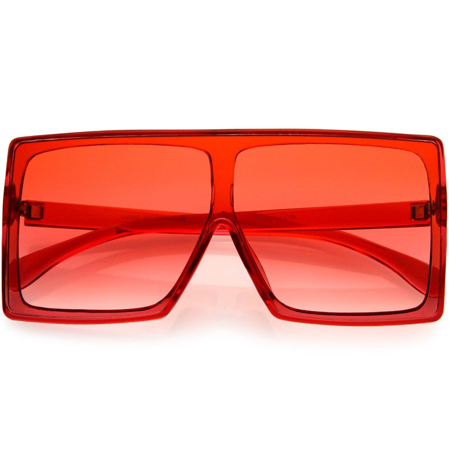 Bold Colored Tinted Lens Translucent Flat Top Oversize Shield Sunglasses D109