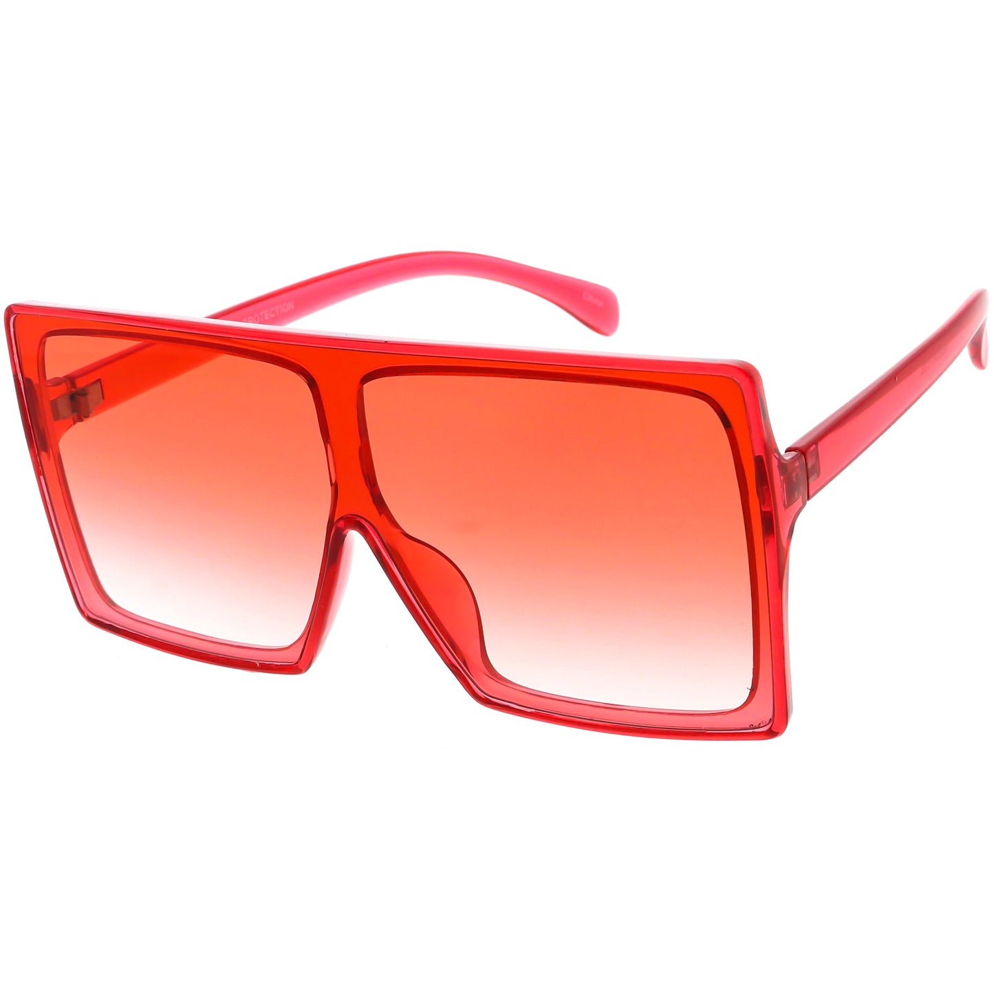 Bold Colored Tinted Lens Translucent Flat Top Oversize Shield Sunglasses D109