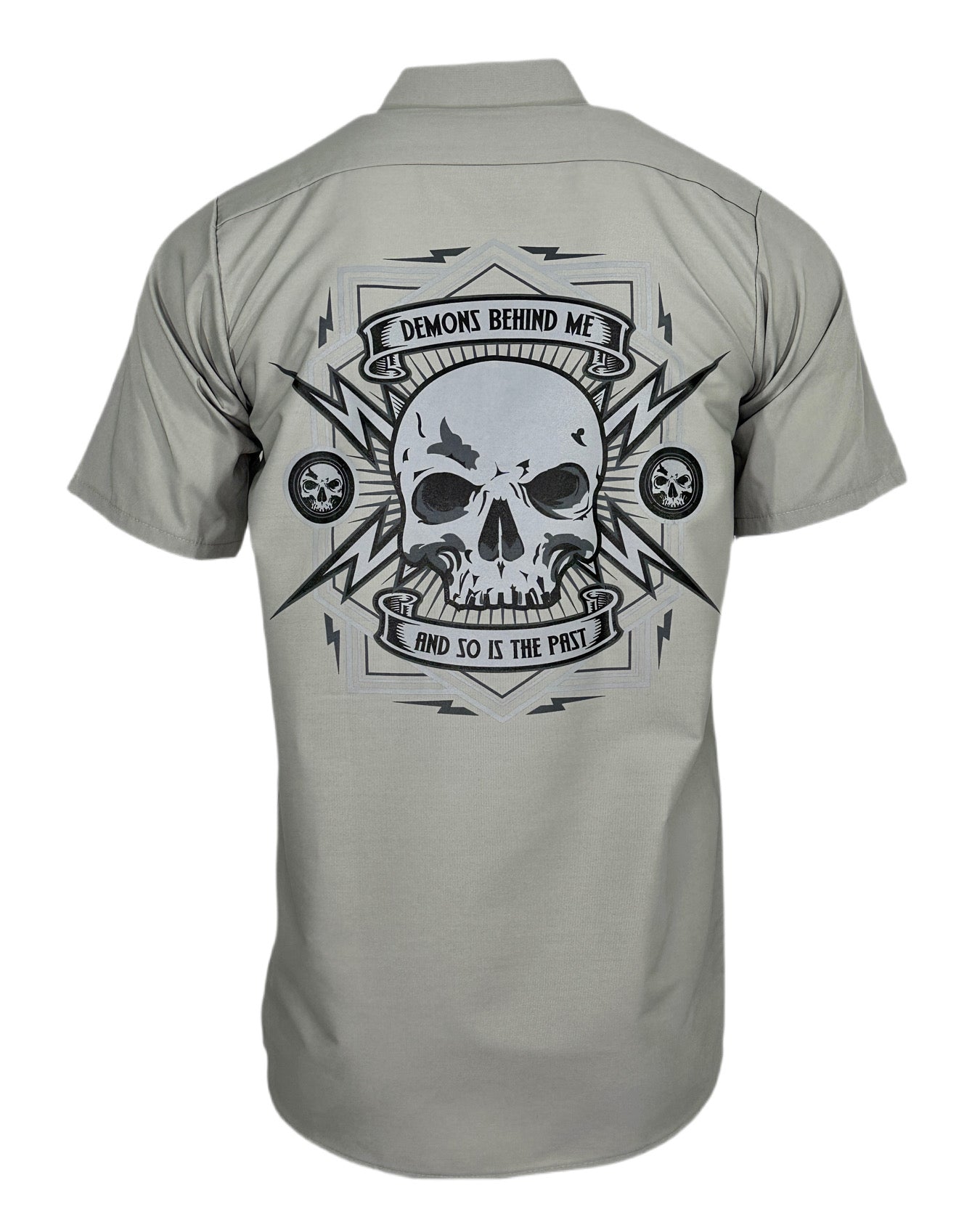 Embroidered Shop Shirt - Men's Warm Gray Electric Head