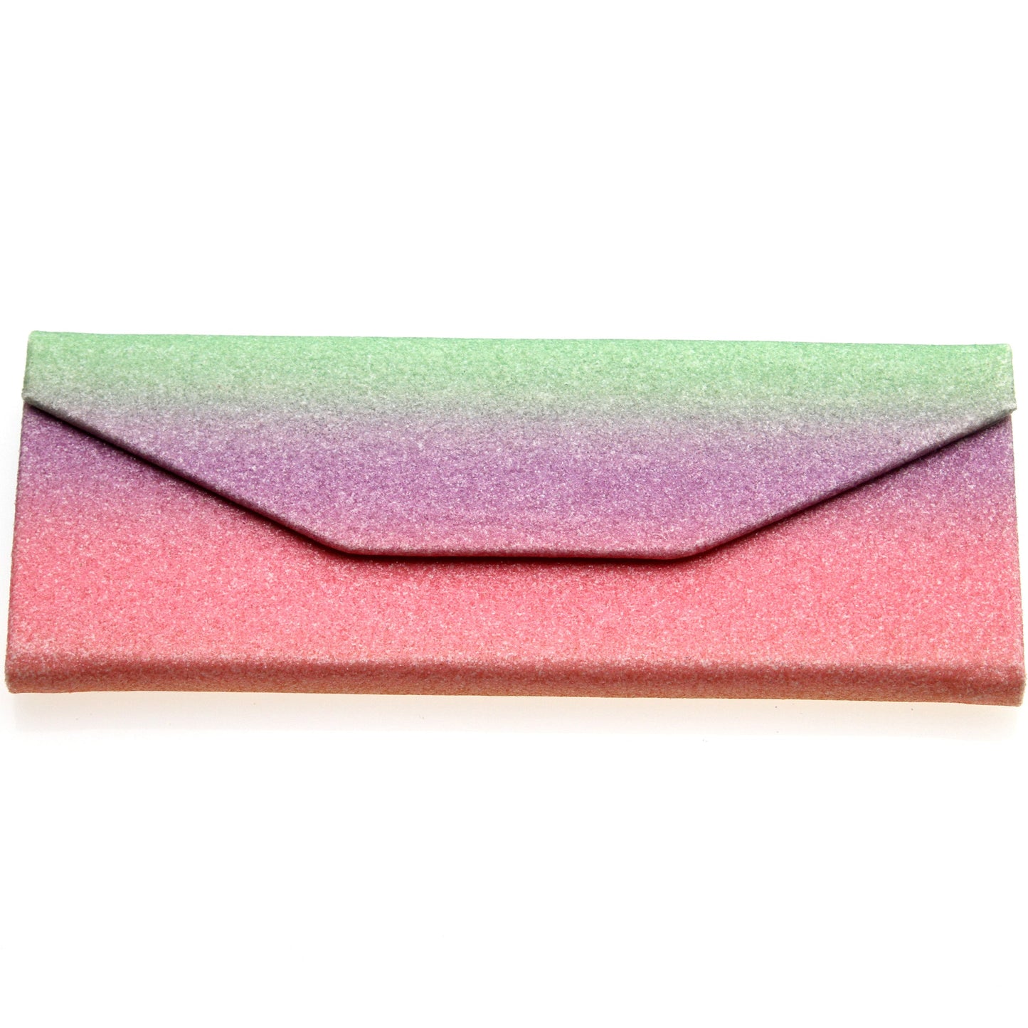 Fabulous 6.5" Glitter Rainbow Tri Fold Portable Sunglasses Case D198