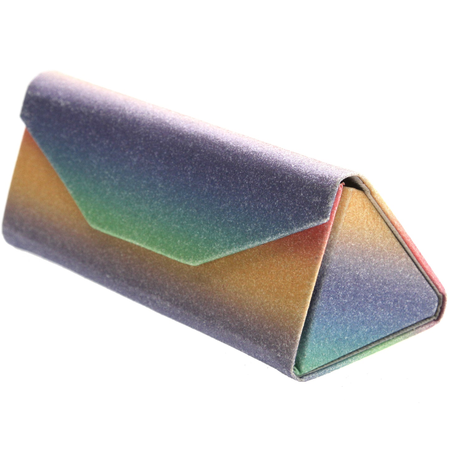 Fabulous 6.5" Glitter Rainbow Tri Fold Portable Sunglasses Case D198