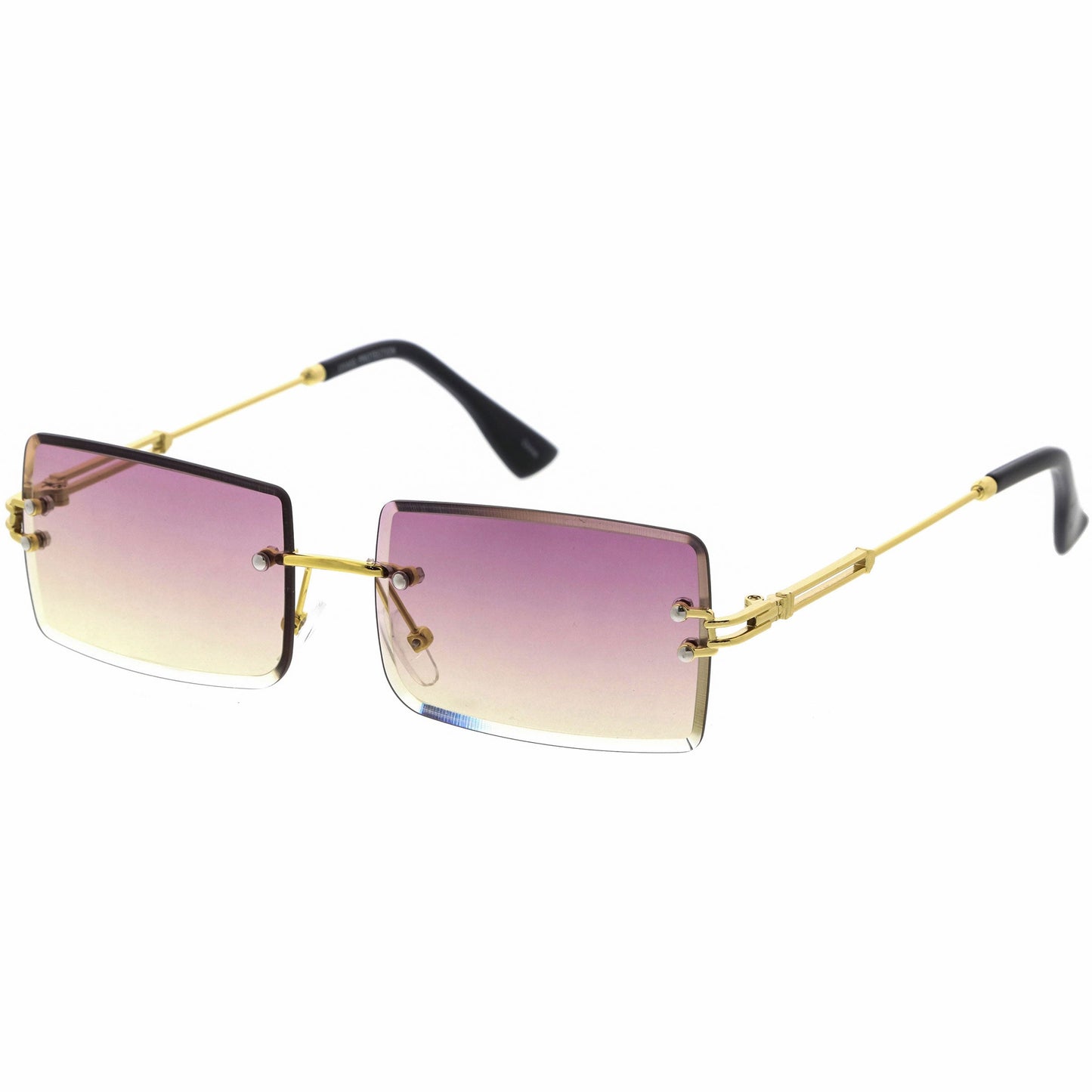 Luxe Color Gradient Bevelled Lens Metal Rectangle Sunglasses D223