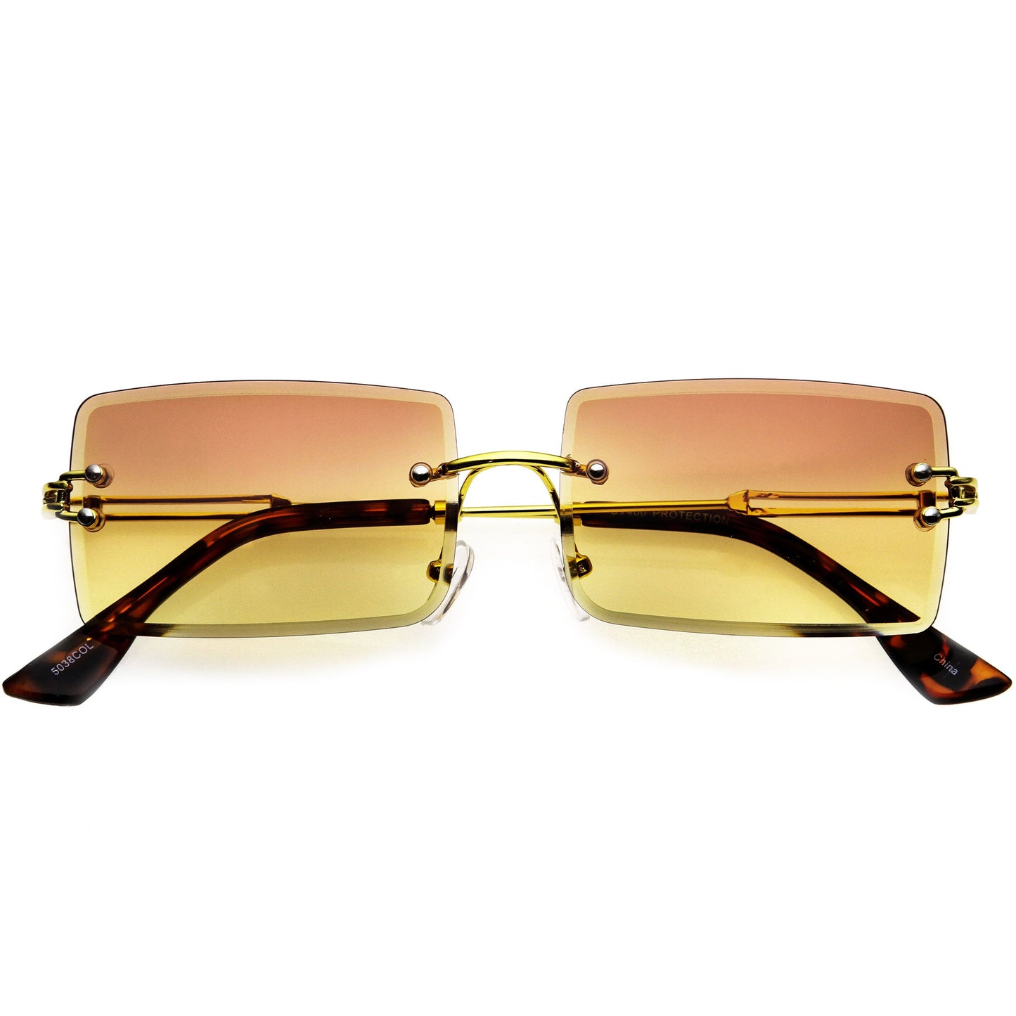 Luxe Color Gradient Bevelled Lens Metal Rectangle Sunglasses D223