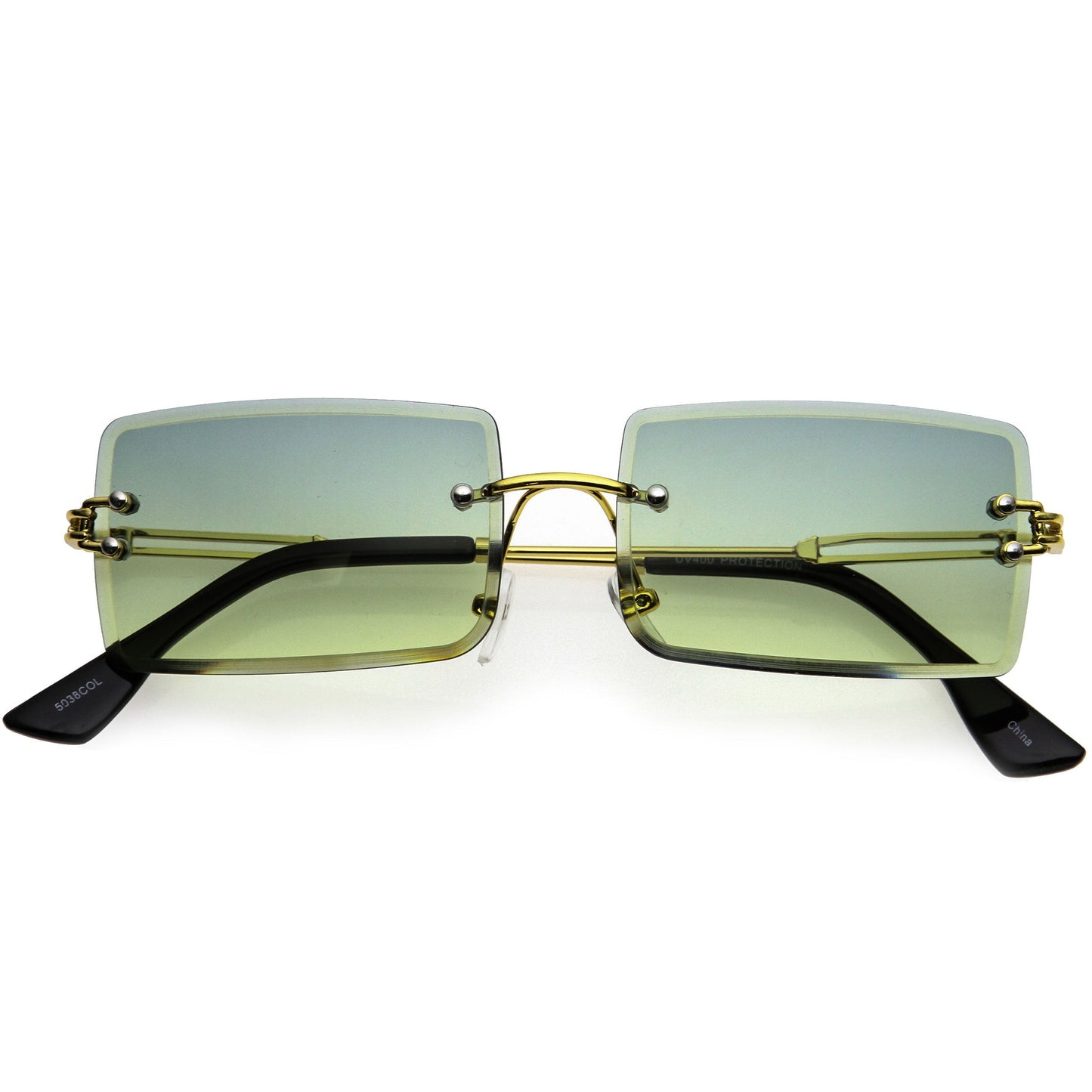 Luxe Color Gradient Bevelled Lens Metal Rectangle Sunglasses D223