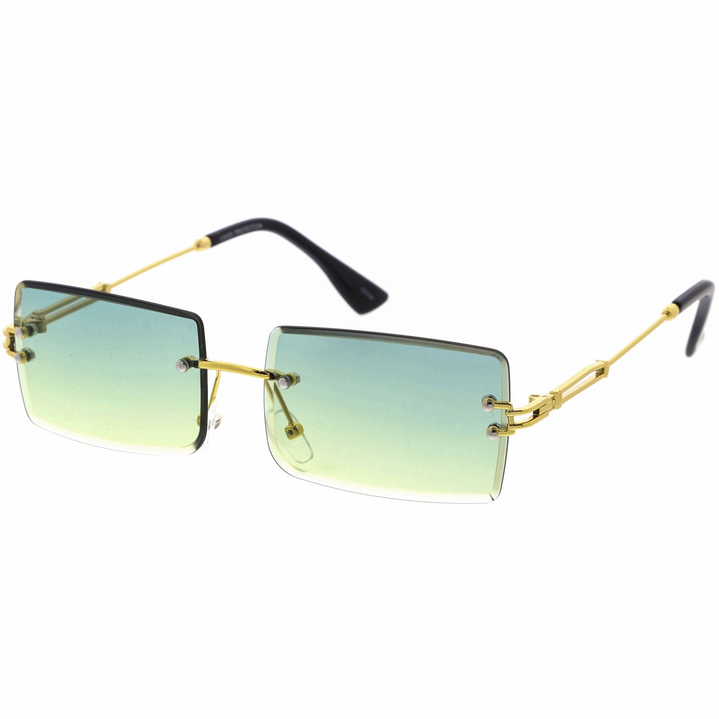 Luxe Color Gradient Bevelled Lens Metal Rectangle Sunglasses D223