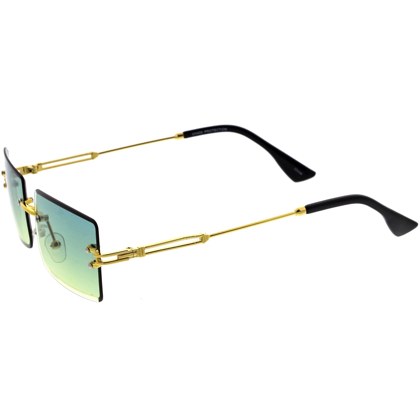 Luxe Color Gradient Bevelled Lens Metal Rectangle Sunglasses D223