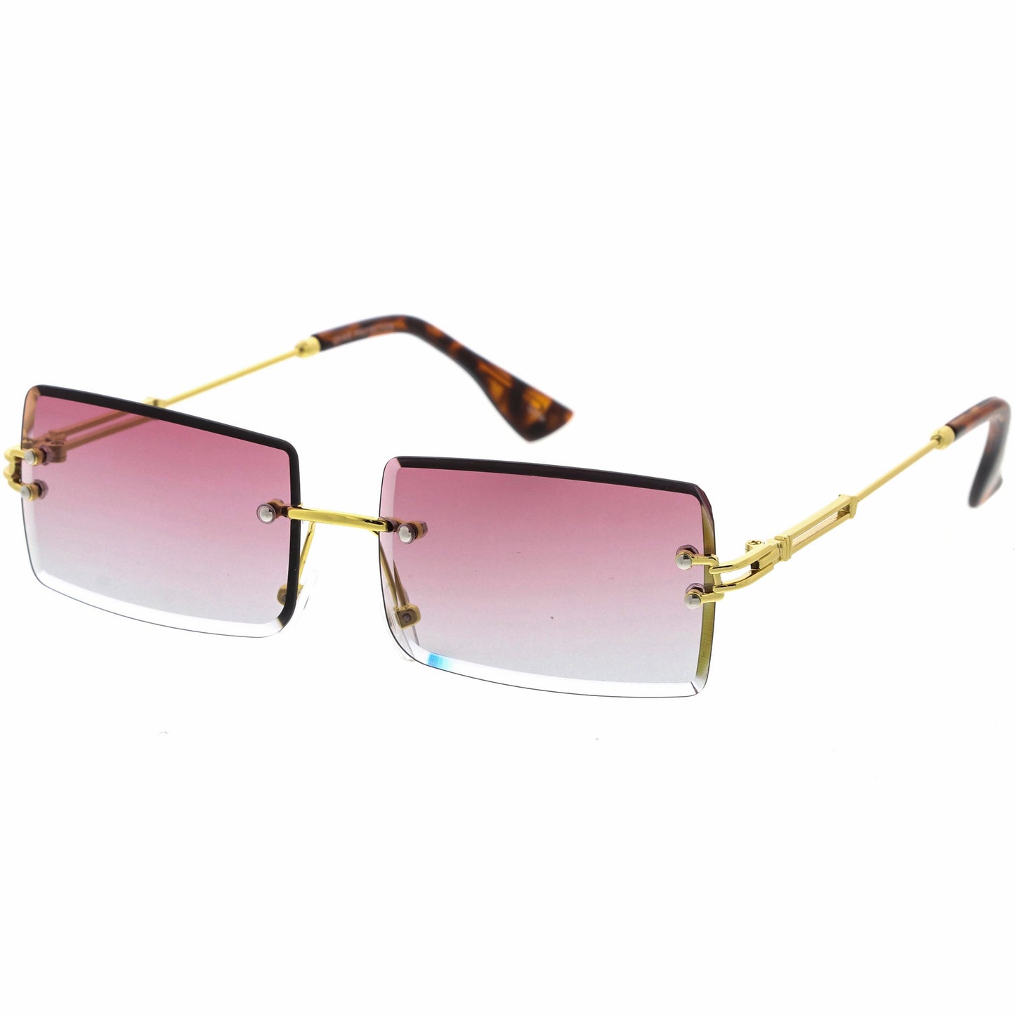 Luxe Color Gradient Bevelled Lens Metal Rectangle Sunglasses D223