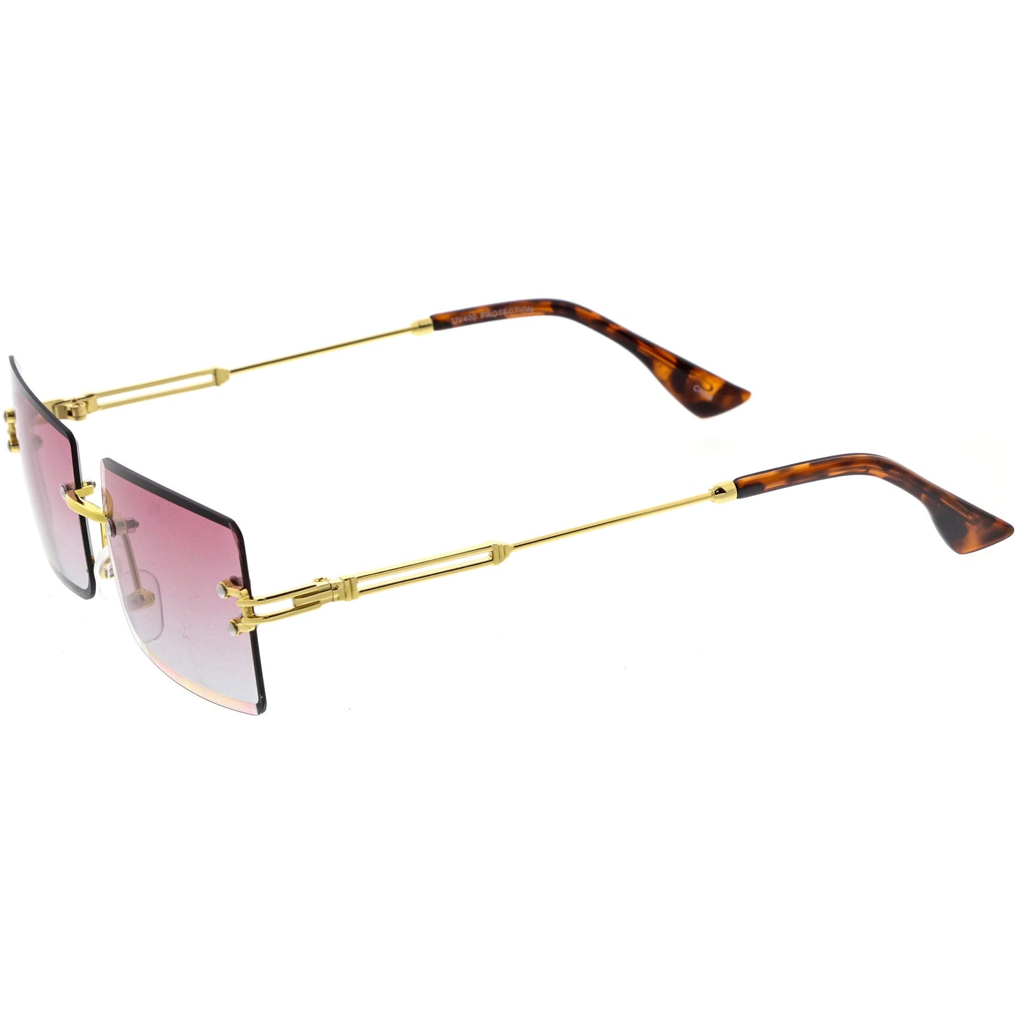 Luxe Color Gradient Bevelled Lens Metal Rectangle Sunglasses D223