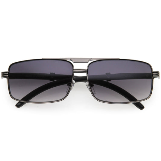 Classy Dapper Neutral Metal Crossbar Square Sunglasses D245