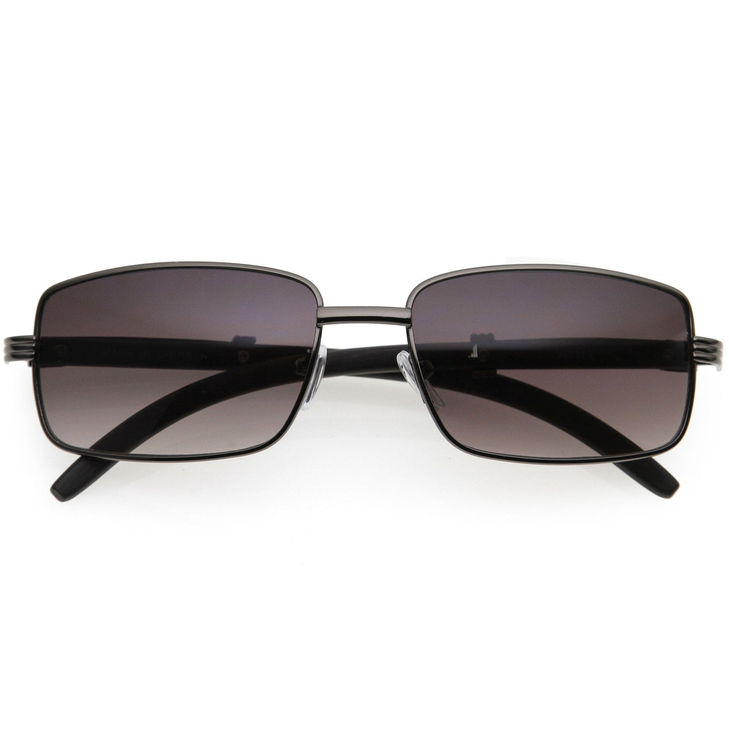 Medium Dapper Sleek Metal Two-Tone Square Sunglasses D249