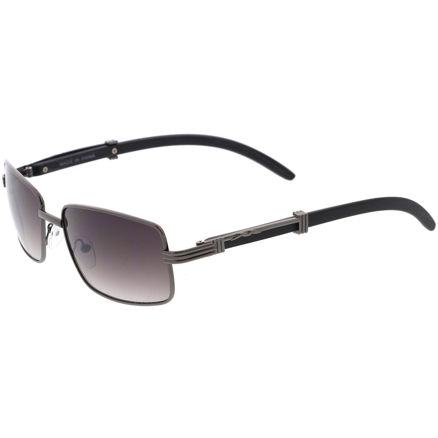 Medium Dapper Sleek Metal Two-Tone Square Sunglasses D249