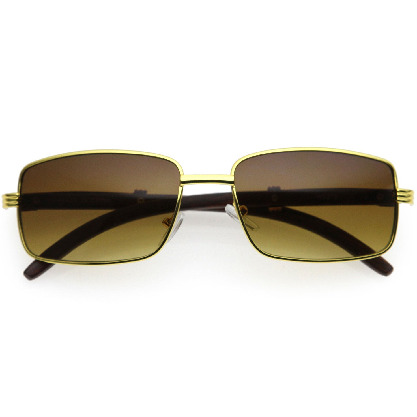 Medium Dapper Sleek Metal Two-Tone Square Sunglasses D249