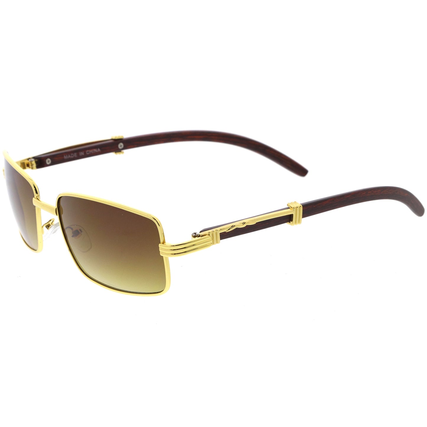 Medium Dapper Sleek Metal Two-Tone Square Sunglasses D249