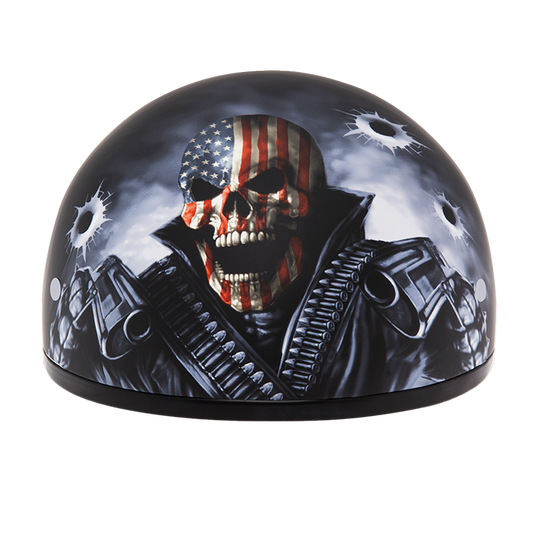 DOT Approved Daytona Motorcycle Half Face Helmet - Skull Cap Graphics for Men & Women, Scooters, ATVs, UTVs & Choppers - W/ Come Get 'Em