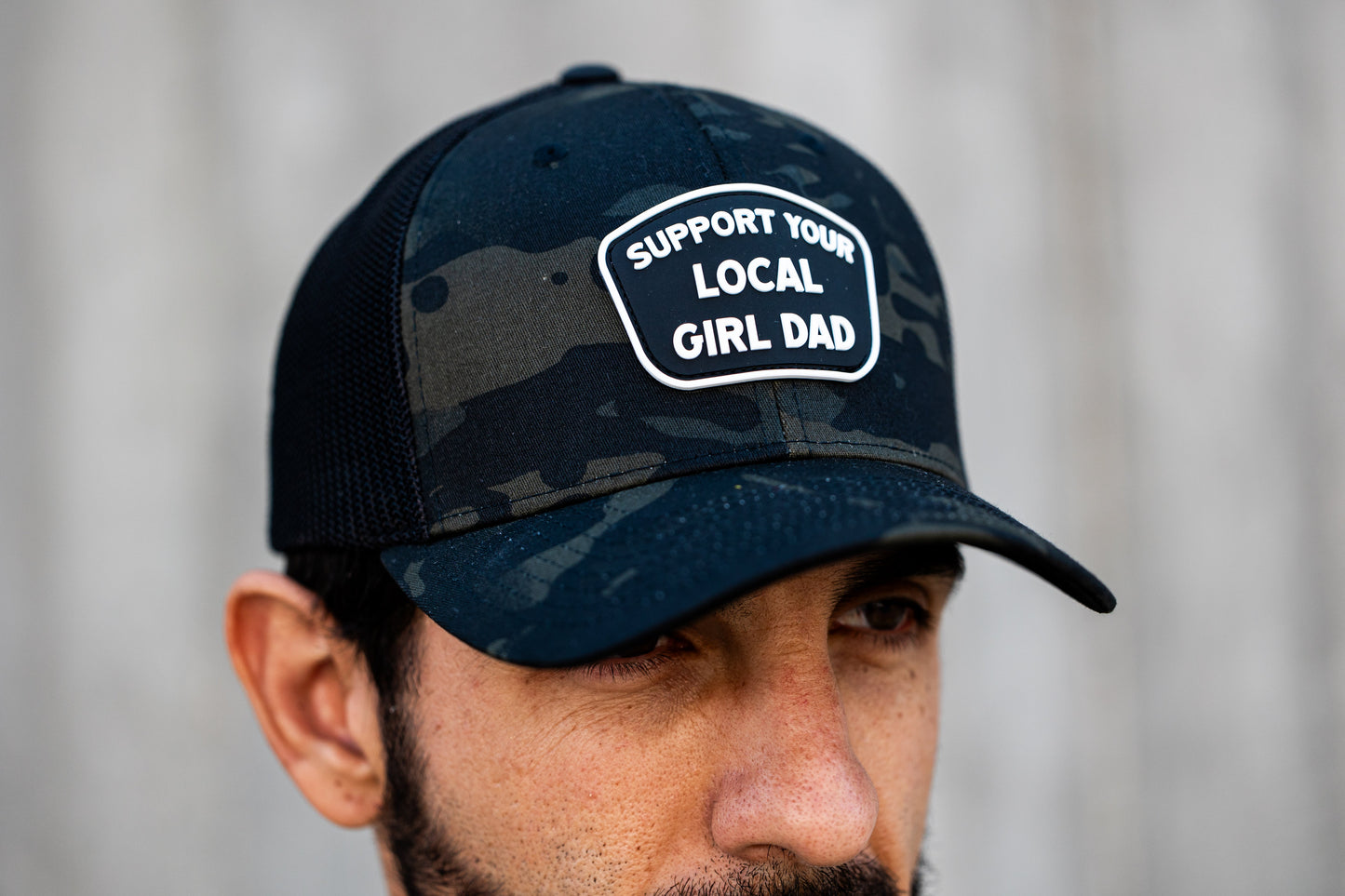 Support Your Local Girl Dad Patch Snapback Hat (Multicam Blackl)