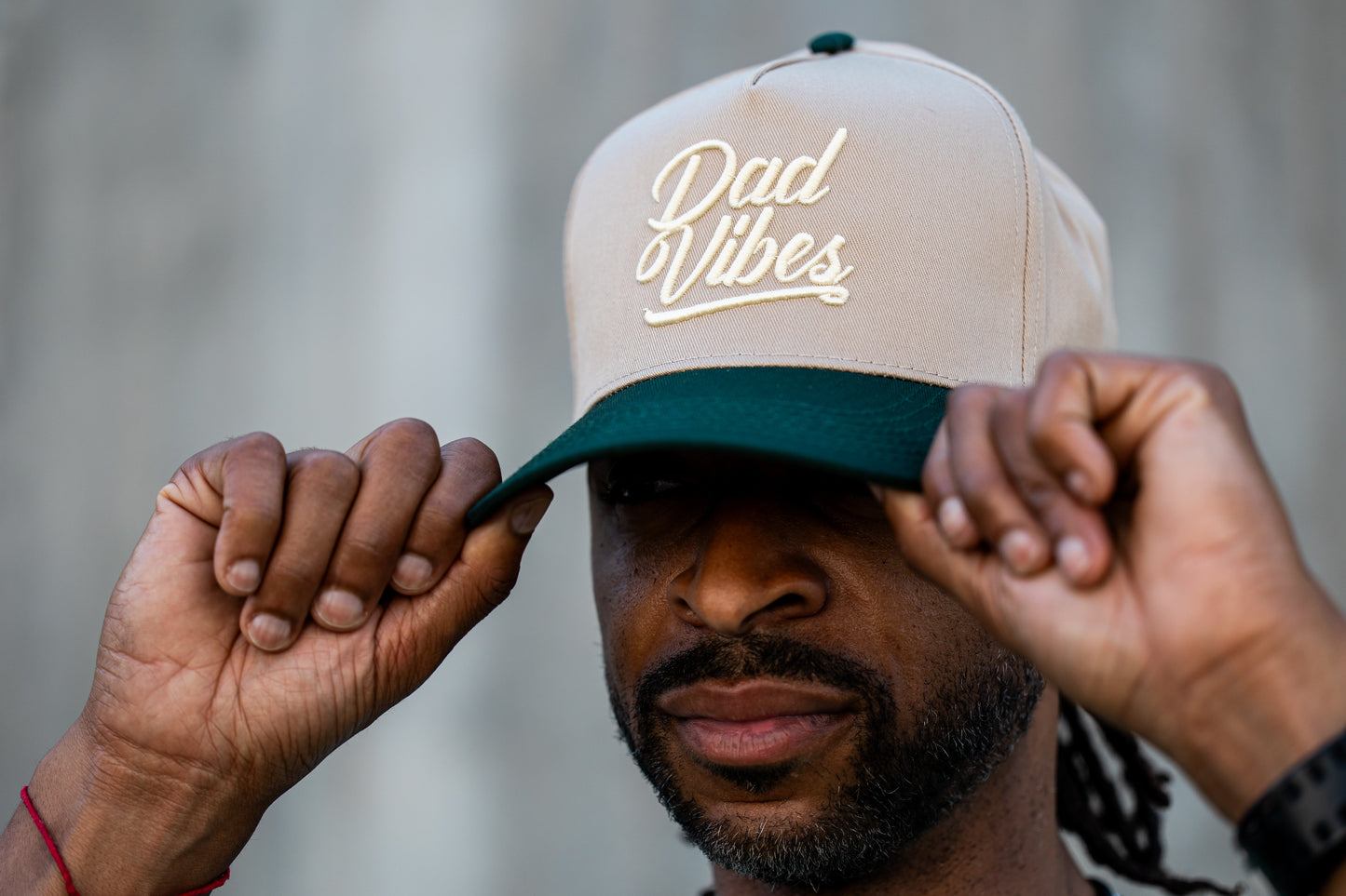 DadVibes Script 5 Panel Hat (Khaki & Green)