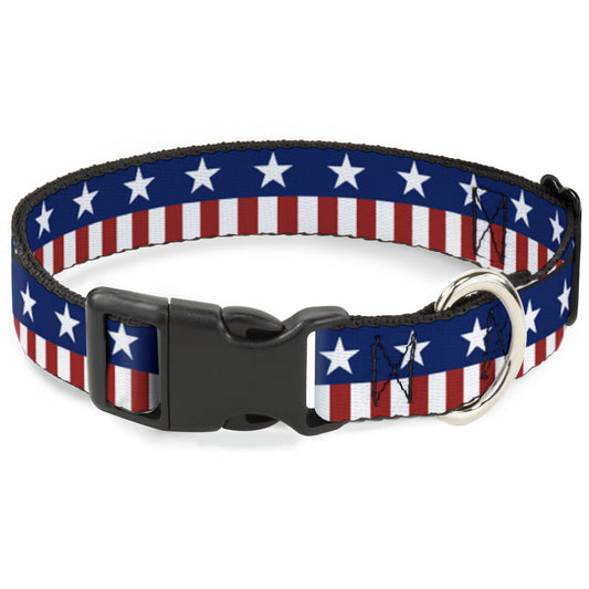 Plastic Clip Collar - Americana Stars & Stripes2 Blue/White/Red/White