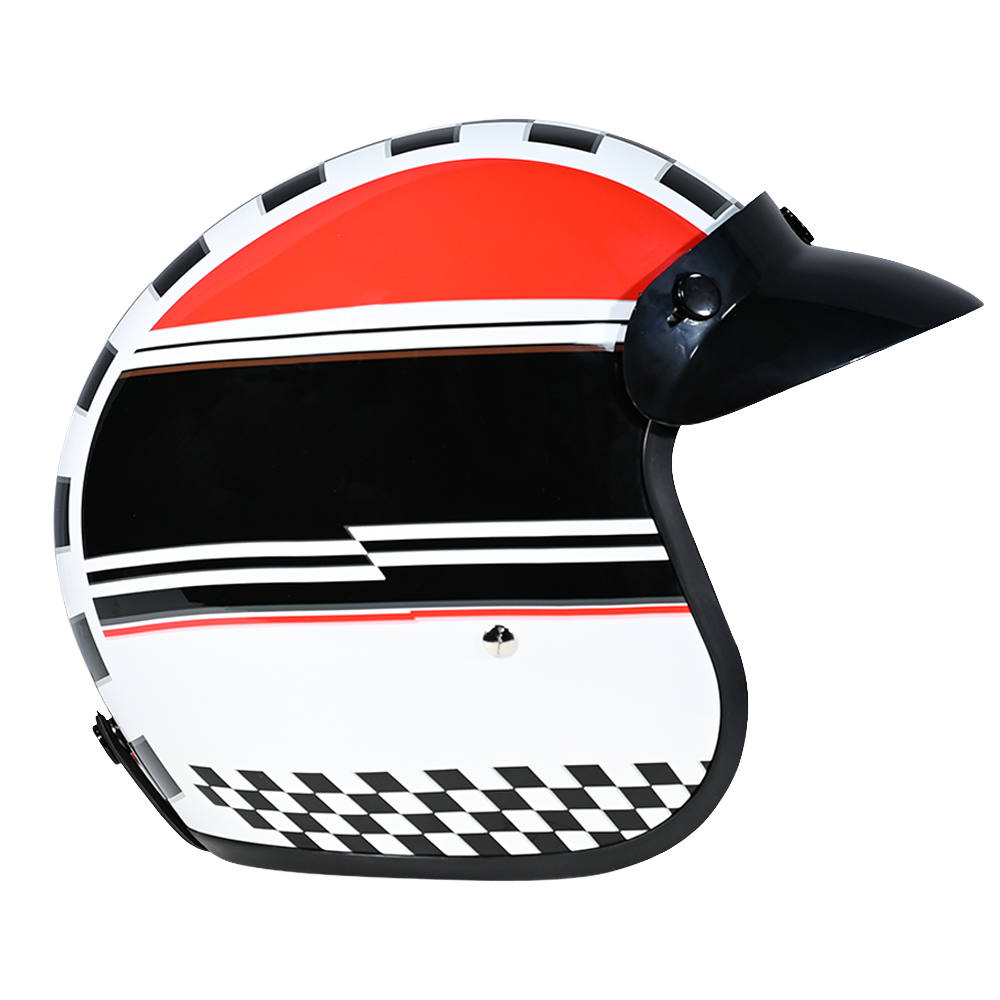 DOT Approved Daytona Cruiser Open Face Motorcycle Helmet - Men, Women & Youth - With Visor & Graphics - W/ Daytona Classic