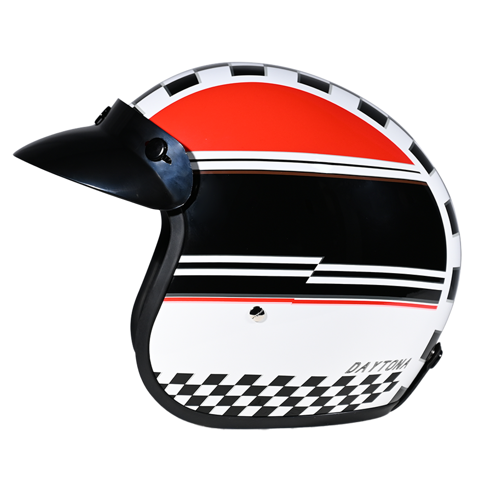 DOT Approved Daytona Cruiser Open Face Motorcycle Helmet - Men, Women & Youth - With Visor & Graphics - W/ Daytona Classic