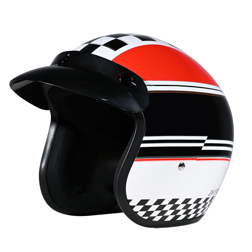 DOT Approved Daytona Cruiser Open Face Motorcycle Helmet - Men, Women & Youth - With Visor & Graphics - W/ Daytona Classic