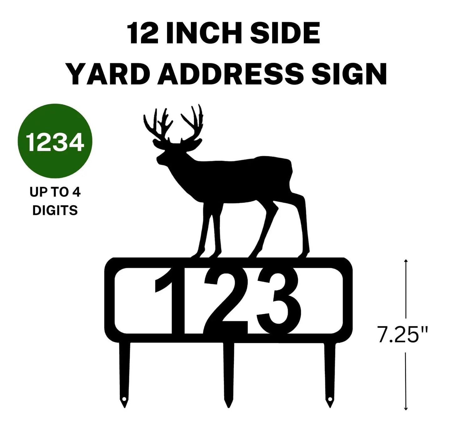 Buck Yard Address Sign with Stakes & Size Options