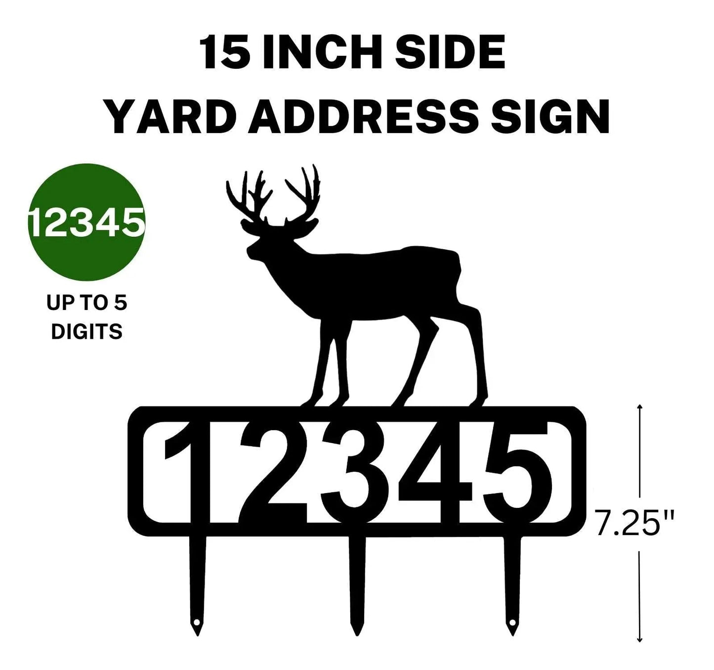 Buck Yard Address Sign with Stakes & Size Options