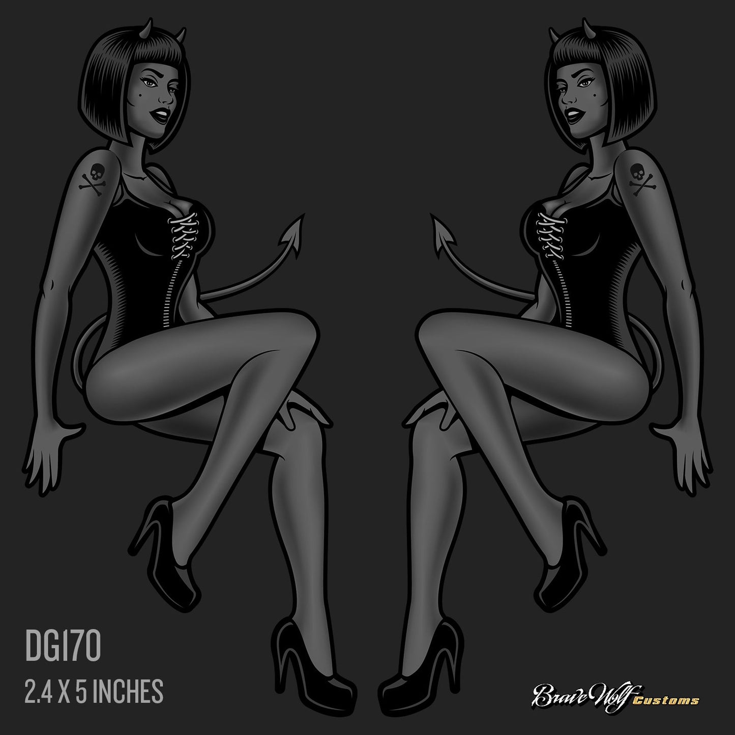 Devil Girl Pinup 170-B&W Anywhere Decal