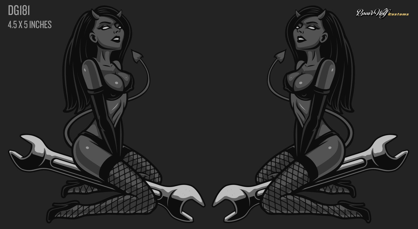 Devil Girl Pinup 181-B&W Anywhere Decal