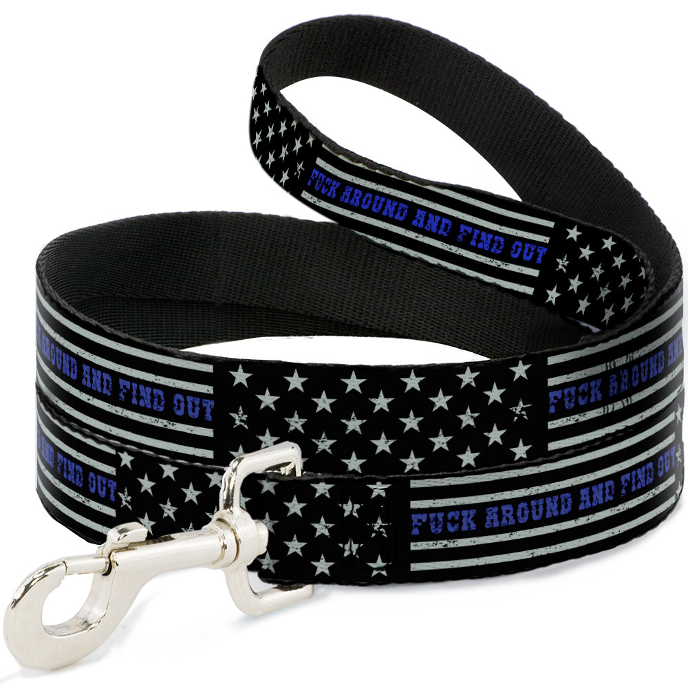 Dog Leash - FAFO FUCK AROUND AND FIND OUT Thin Blue Line Flag