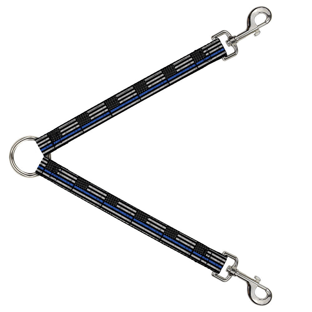 Dog Leash Splitter - Thin Blue Line Flag Weathered Black/Gray/Blue