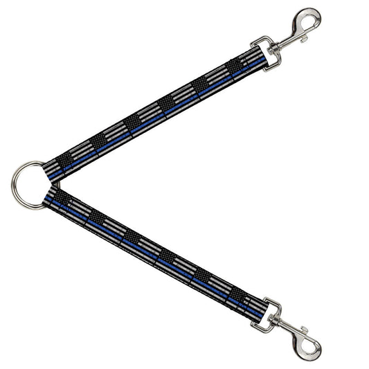 Dog Leash Splitter - Thin Blue Line Flag Weathered Black/Gray/Blue