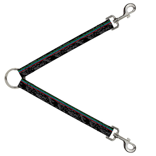 Dog Leash Splitter - Racing Stripes Digital Camo Black Gray Green Blue Red