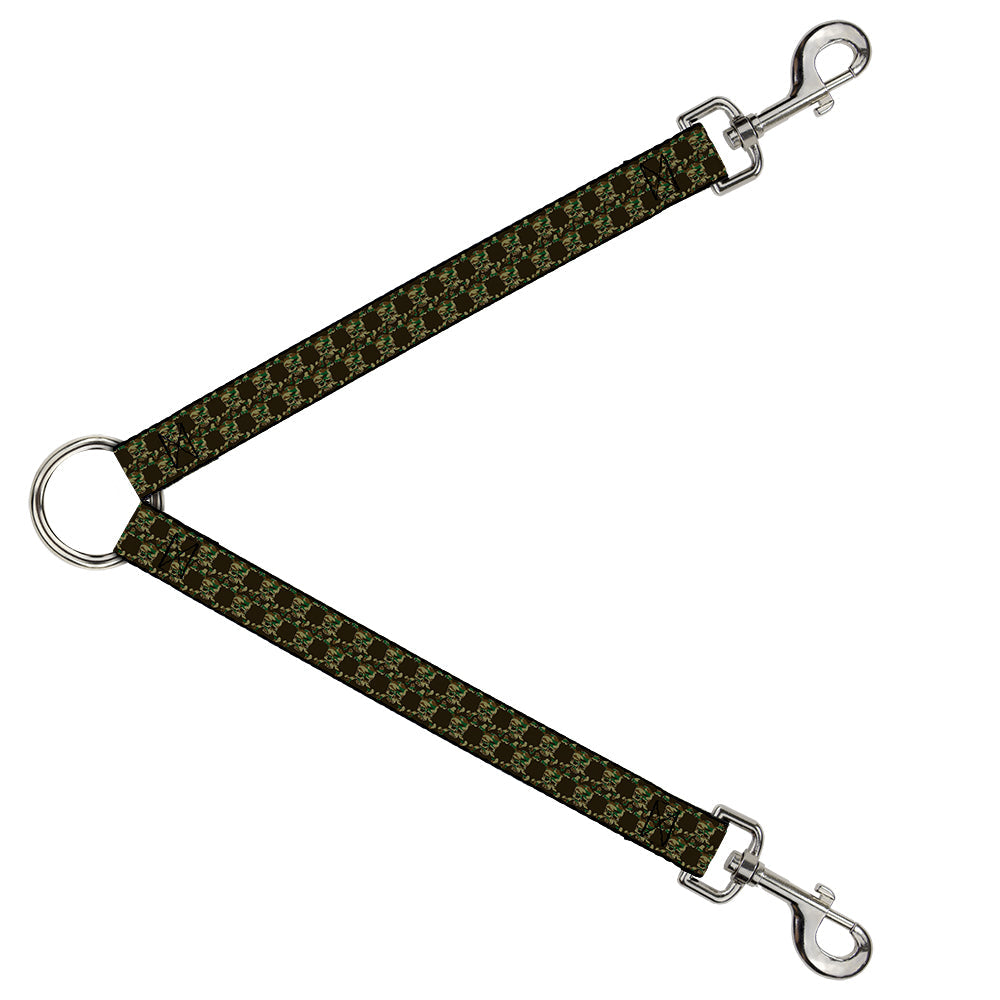 Dog Leash Splitter - Top Skulls Black/Camo Olive