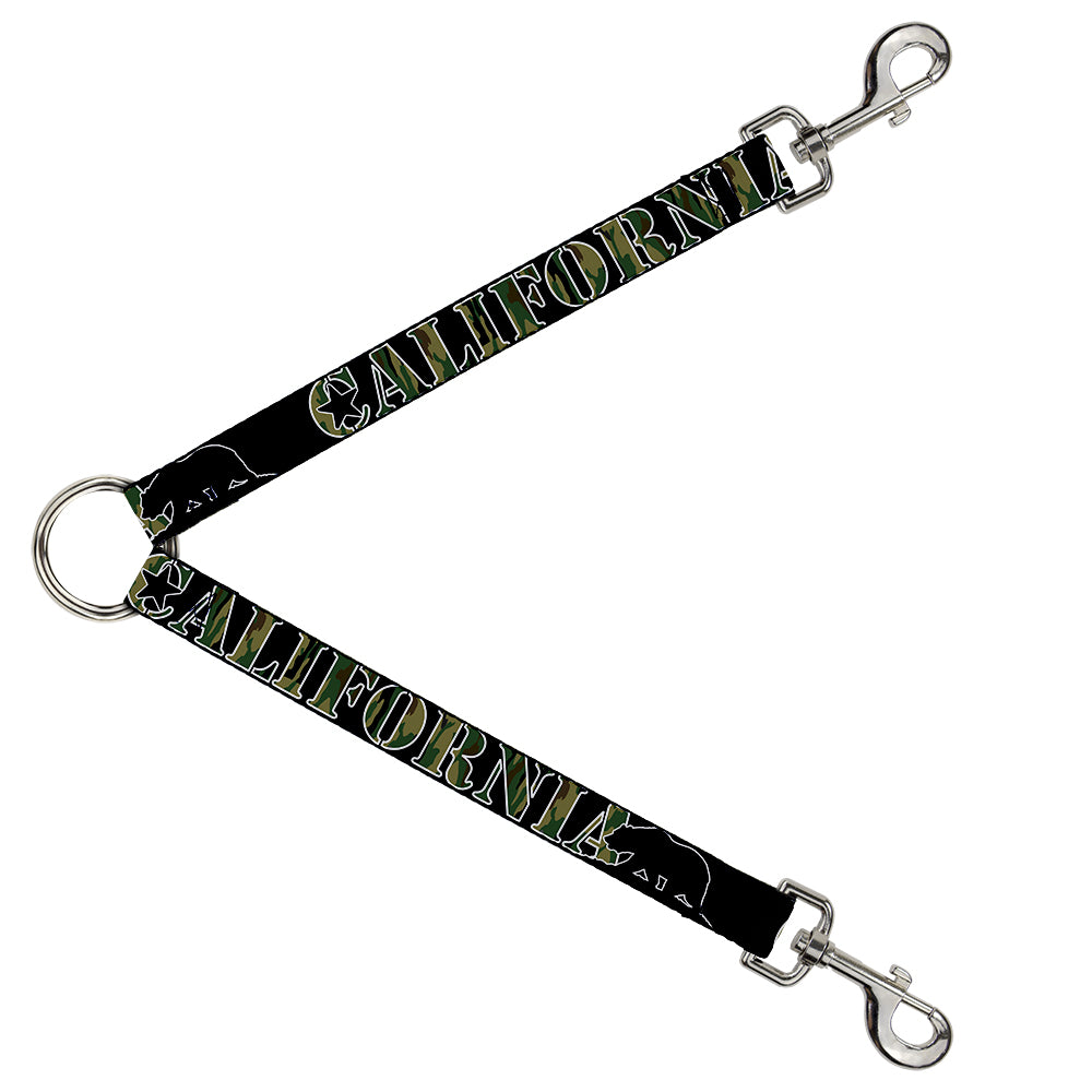 Dog Leash Splitter - CALIFORNIA/Bear Silhouette Black/Camo Olive