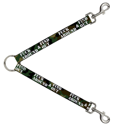 Dog Leash Splitter - FAFO FUCK AROUND & FIND OUT Stencil Camo White