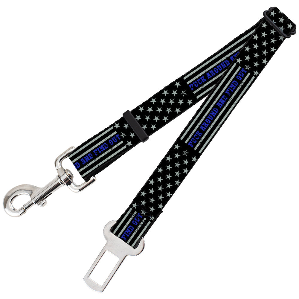 Dog Safety Seatbelt for Cars - FAFO FUCK AROUND AND FIND OUT Thin Blue Line Flag