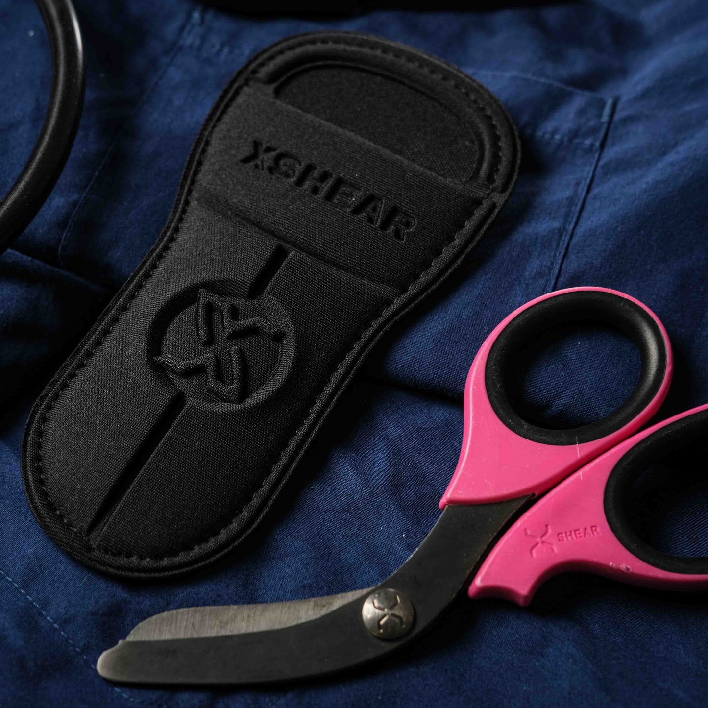 XShear 7.5” Heavy Duty Trauma Shears. Pink & Black Handles, Black Titanium Coated Stainless Steel Blades, For the Professional Emergency Provider