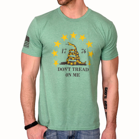 Men's Don't Tread On Me Patriotic T-Shirt (Heather Green)