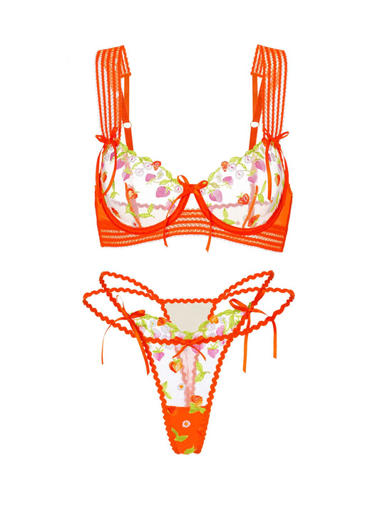 Sunny Meadow Floral Lace Lingerie Set