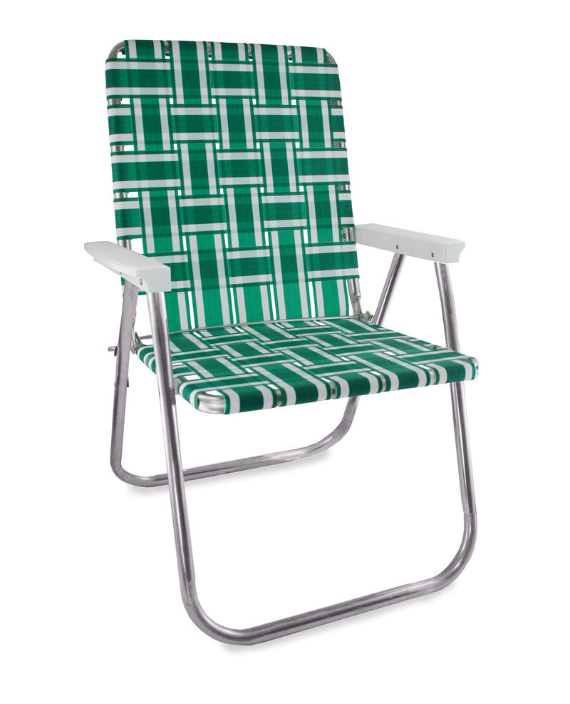 Green and White Stripe Classic Lawn Chair