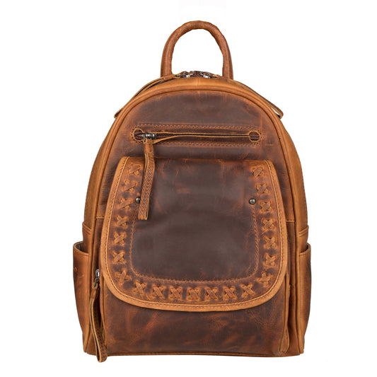 Concealed Carry RFID Daisy Leather Backpack by Lady Conceal