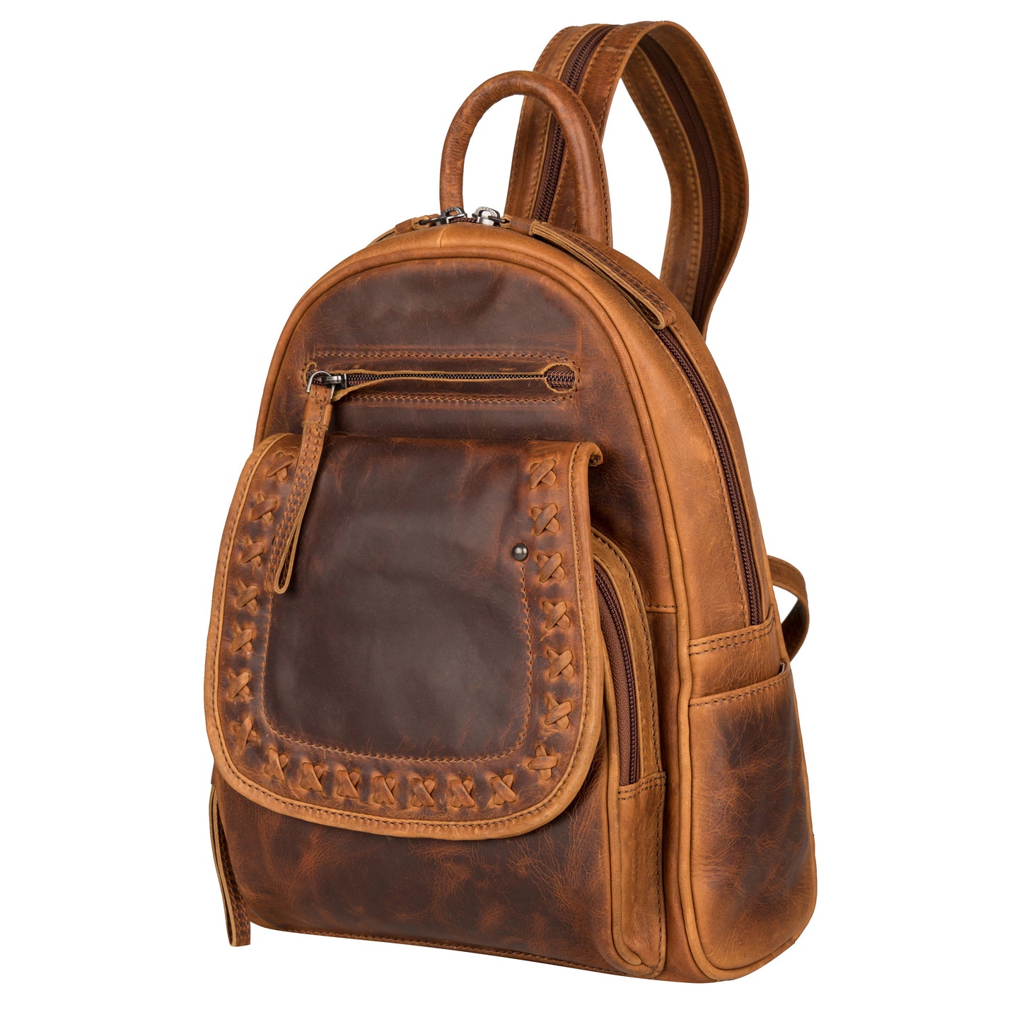 Concealed Carry RFID Daisy Leather Backpack by Lady Conceal